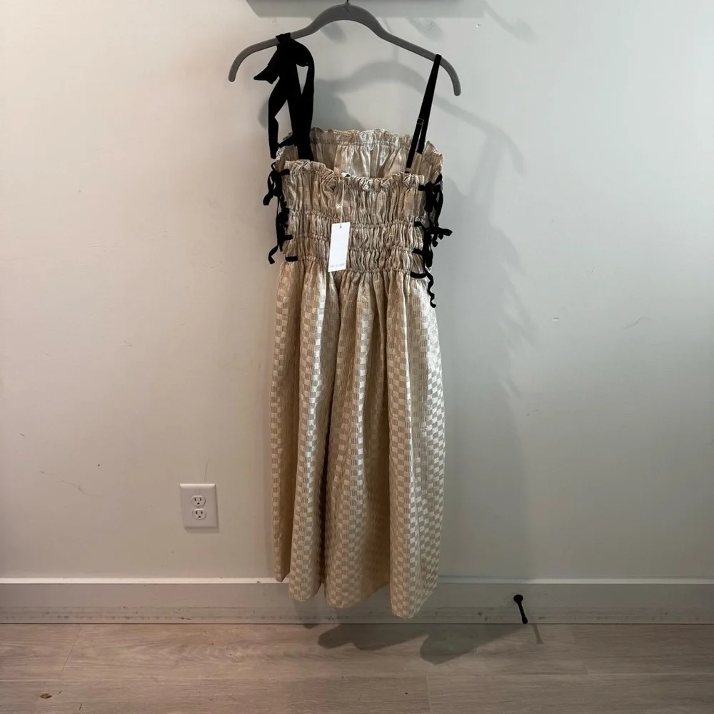NWT Sofie the Label Claire Dress‎ Gold Jacquard Velvet Straps Size Small - Picture 12 of 15